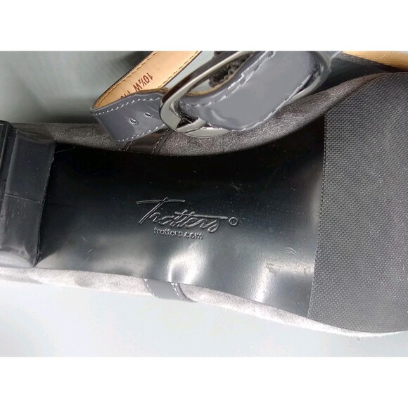 Trotters Mary Jane Suede Pump Shoes 10.5 W Ankle Strap High Heel Grey Classic - Picture 9 of 10